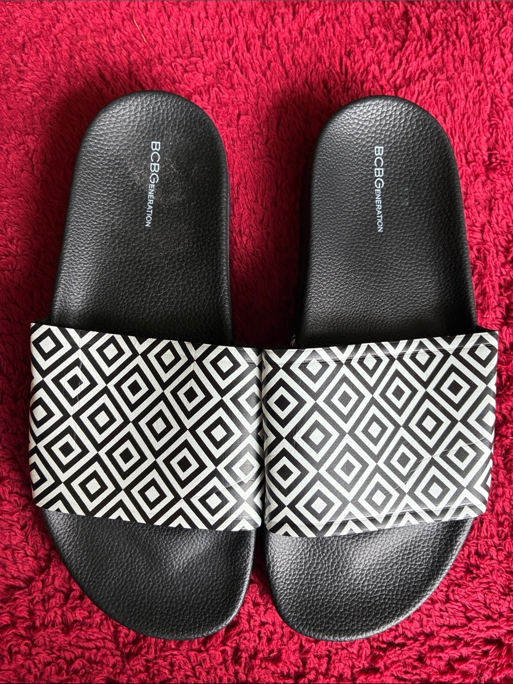BCBGeneration black and white slip on sandal